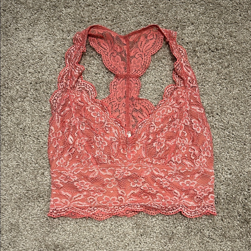 Lace Halter Bralette in Pink